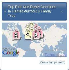 Map the top countries for births and deaths in your family tree